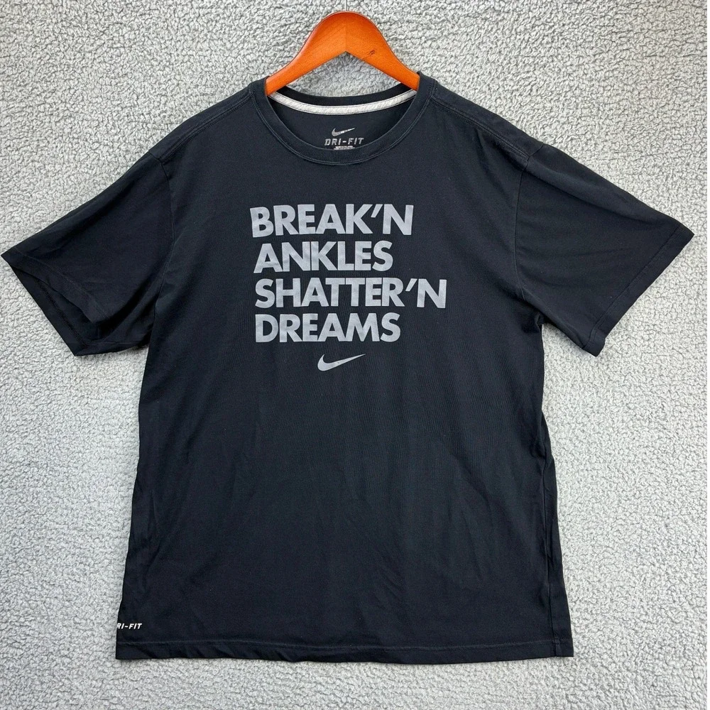 Nike Dri-Fit Basketball Graphic T Shirt Mens XL Black Breakn Ankles Activewear